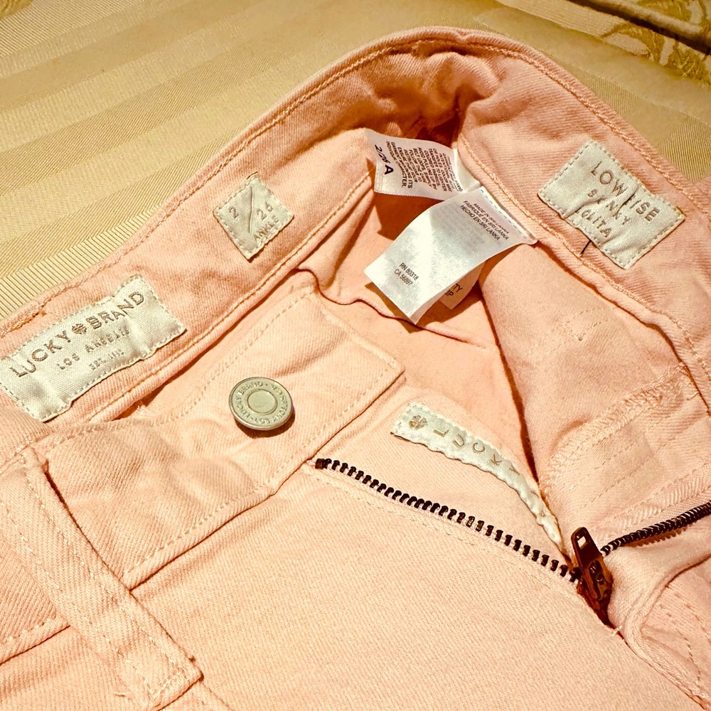 NWOT lucky Brand pale pink low rise skinny ankle zip jeans SZ 2/ 26 in👌🏻shape! - Picture 11 of 13